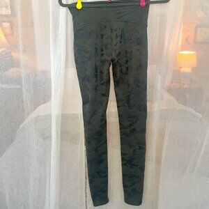 Spanx High Waisted Control Top Green Camo Leggings